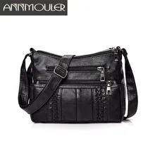 Annmouler женская сумка мягкая сумка через плечо мульти-карманы сумка через плечо черная Хобо Сумка качественные женские сумки маленький Повседневный Кошелек