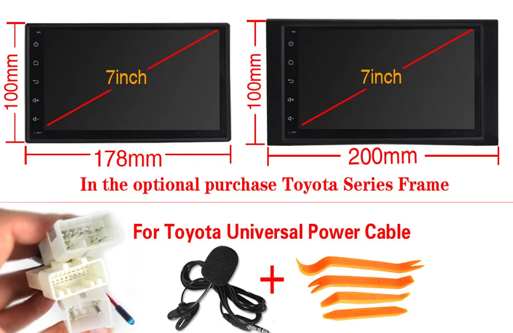 for toyota cable " Универсальный RDS 2 din Android 8,1 автомобиль радио gps 2din Автомобильная dvd-навигационная система для VW Nissan TOYOTA Volkswagen Peugeot - Цвет: for toyota cable