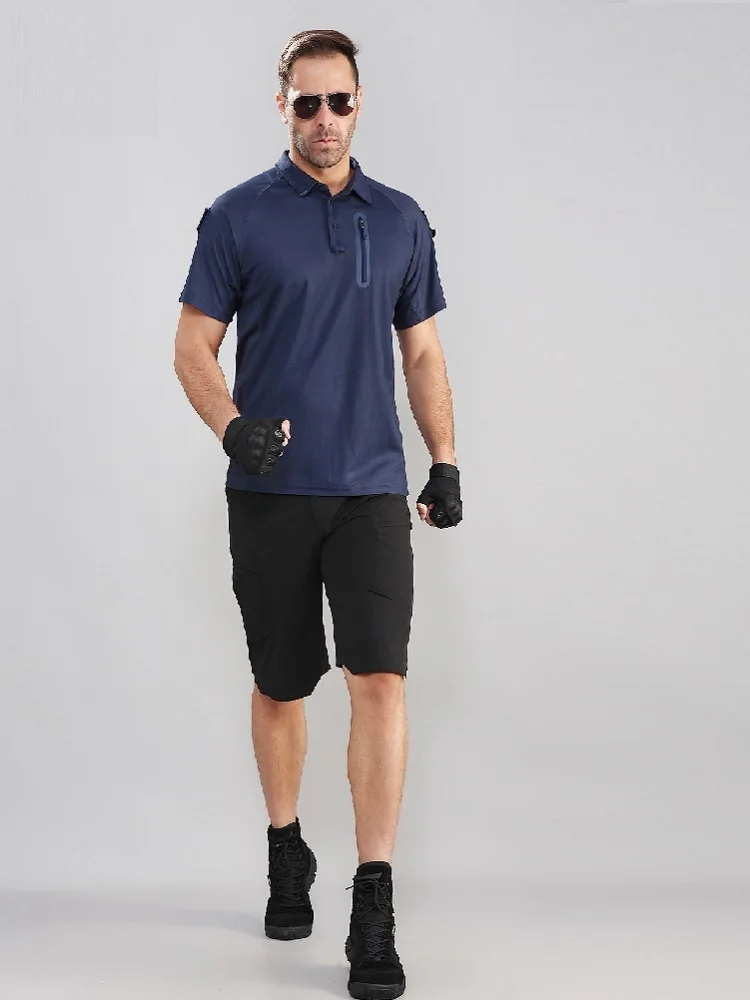 Модная мужская Военная Тактическая быстросохнущая футболка уличная УФ-боевая игра воротник с отворотом камуфляжные футболки на молнии топы 8 цветов 3XL