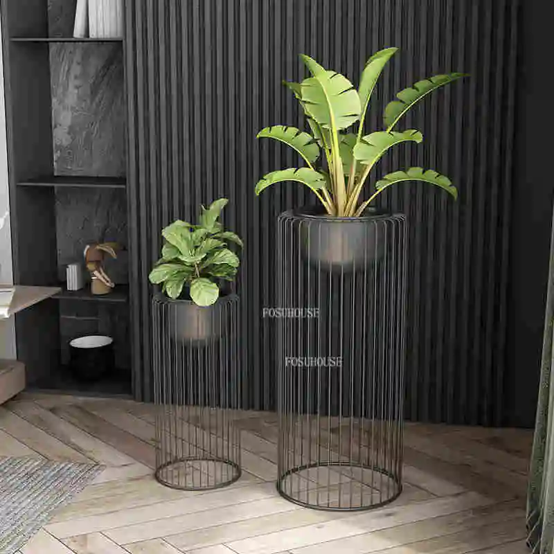 Nordic Plant Shelves Minimalist Wrought Iron Floor-standing Living Room Flower Pot Plant Stand Green Radish Balcony Stand plant stand