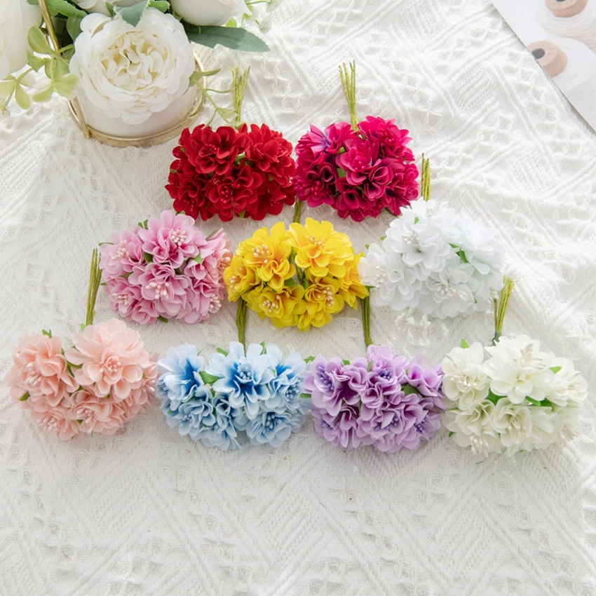 

60Pcs Fake Plant Artificial Flowers Bouquet Stamen Wedding Party Christmas Decorations for Home DIY Handmade Garden Arrangement