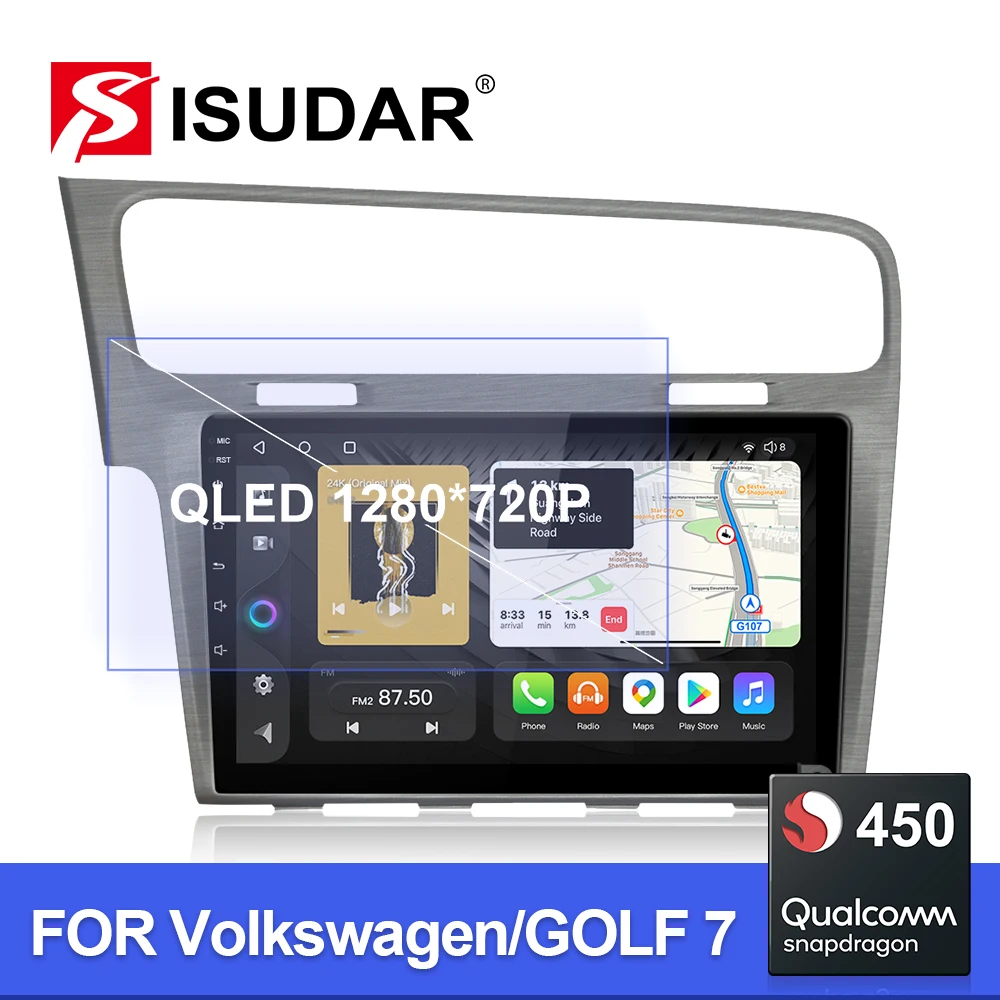 

Автомобильный мультимедийный плеер Isudar Android QLED для VW/Volkswagen/Golf 7 2013 + авторадио Qualcomm 8 ядер ОЗУ 4 Гб GPS стерео Carplay No 2Din