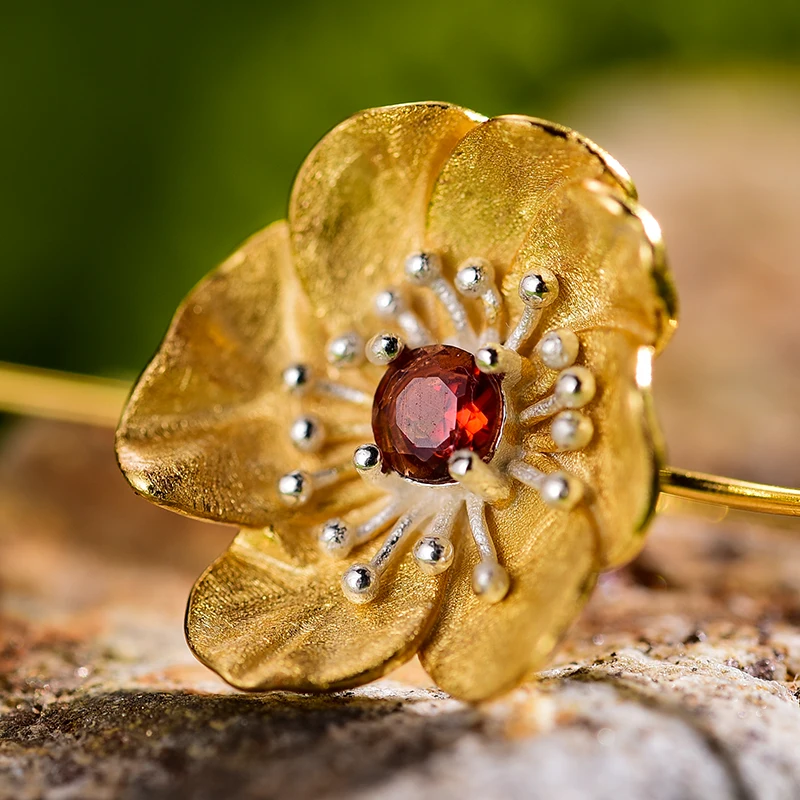 Lotus Fun Blooming Anemone Flower Dangle Earrings Real 925 Sterling Silver Handmade Designer Fine Jewelry Earrings for Women - Image 5