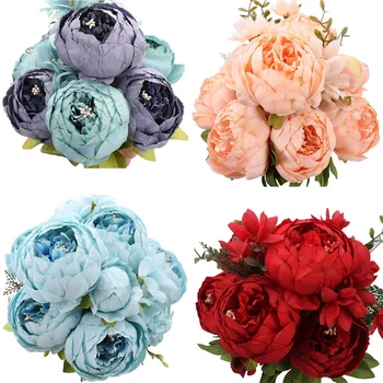 

New Flowers Artificial Silk Peony Bouquets Wedding Home Decoration