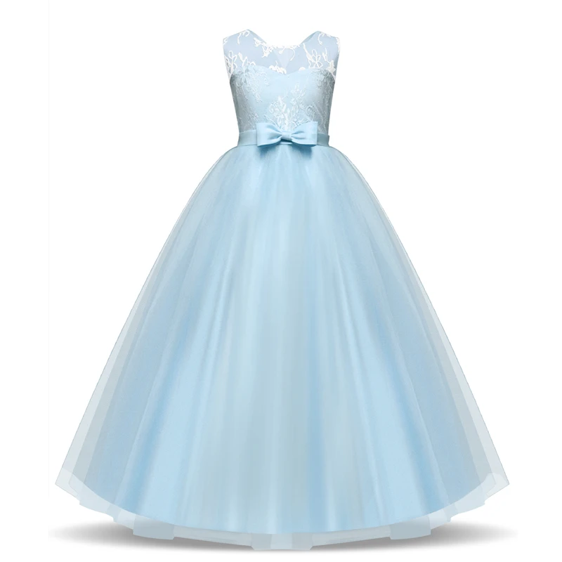 Teenage Girls Dress Summer Children's Clothing Party Elegant Princess Long Tulle Baby Girls Kids Lace Wedding Ceremony Dresses little girl skirt dress