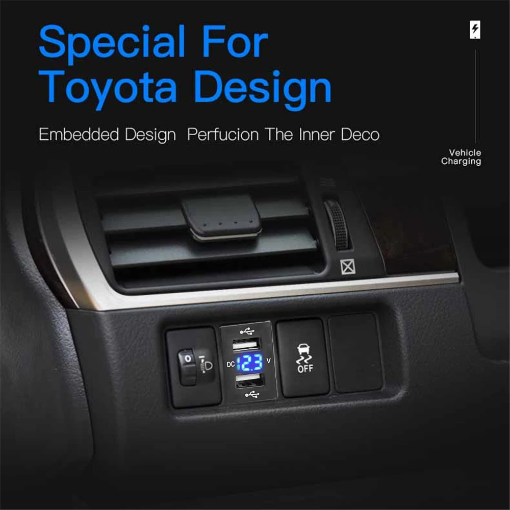 

kebidumei 2.1A Dual USB Car Socket Charger 12-24V Promotional LED USB Car Power Adapter Charger For Toyota For Mobile Phone