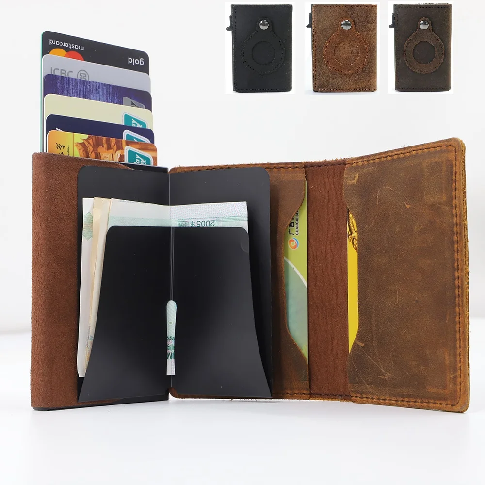 Air Tag Wallet Smart Air Tag Wallet Premium PU Leather Credit Card Holder Anti-lost Case RFID Multifunctional Wallet AirTag