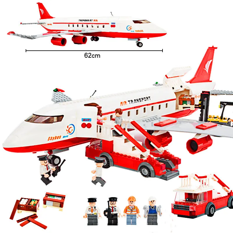 

GUDI City Plane Airplane Sets Building Blocks Passenger Airport Station Air Bus Car Figure Model Compatible Friends Bricks Toys
