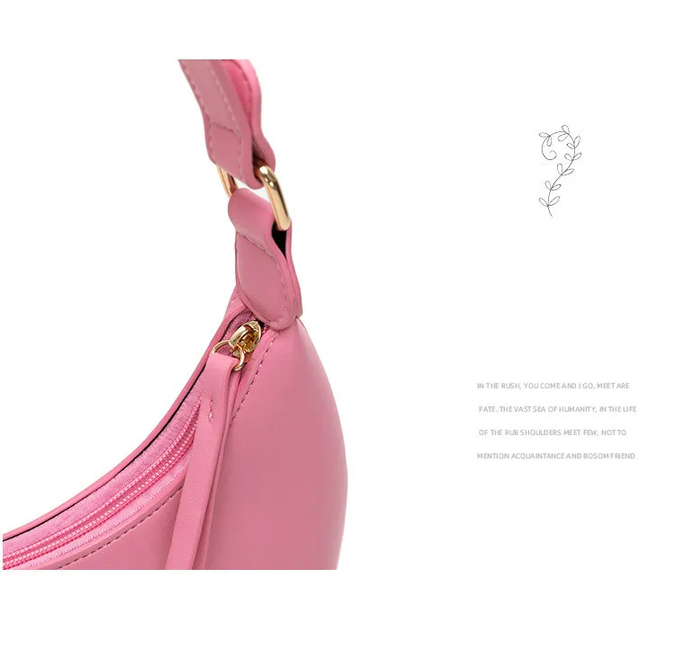 FIRMRANCH Woman's Stylish Solid Color Half Moon Design Sweet Macaron High Quality Daily Date Casual Shoulder Orange Armpit Bag