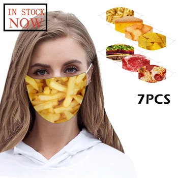 

7pcs Adult Funny Printed Dust-proof And Breathable Cotton Mask Cycling Mask Mascarilla Reutilizable Masques Lavable Mondkapjes
