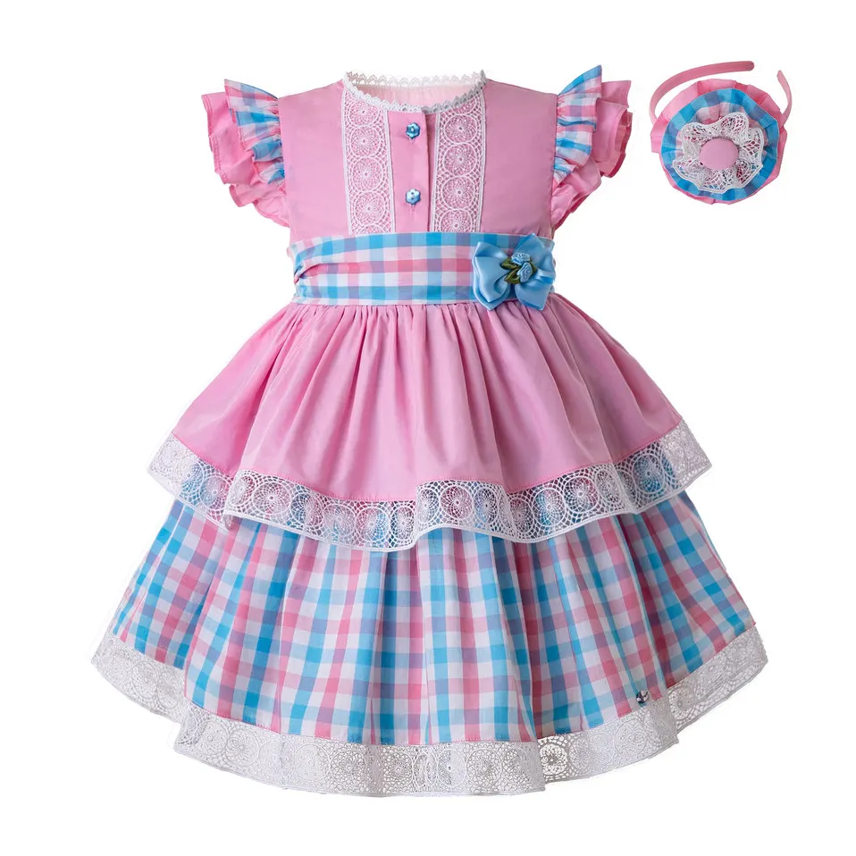 Pettigirl Cute Pink Girls Summer Dress Fly Sleeve Heart-Shaped Hollow With Handmade Flowers&ampHeadwear Kids Clothing | Детская одежда