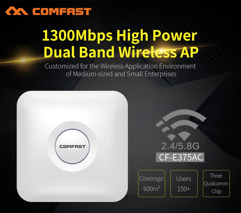 COMFAST CF-E375AC 1300 Мбит/с 5,8 ГГц высокой мощности двухдиапазонный беспроводной Потолочный AP с гигабитным RJ45 портом wi fi Маршрутизатор усилитель сигнала