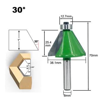 

Tools Router Bits Accessories 3Pcs 8mm Shank Chamfer 15 22.5 30 Degree