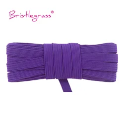 Bristlegrass Glitter Elastic Cord - 6mm Flat Skinny Band for DIY Sewing & Craft Projects (Purple)