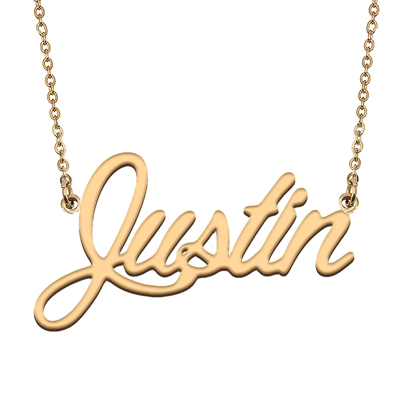 Justin Custom Name Necklace Customized Pendant Choker Personalized Jewelry Gift for Women Girls Friend Christmas Present bieber justin justice 2 lp