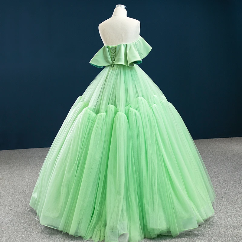 RSM67012 Green Evening Dress Banquet Frilled 2021 New Lace Backless Elegant Draped Prom Dresses платье женское вечернее 3