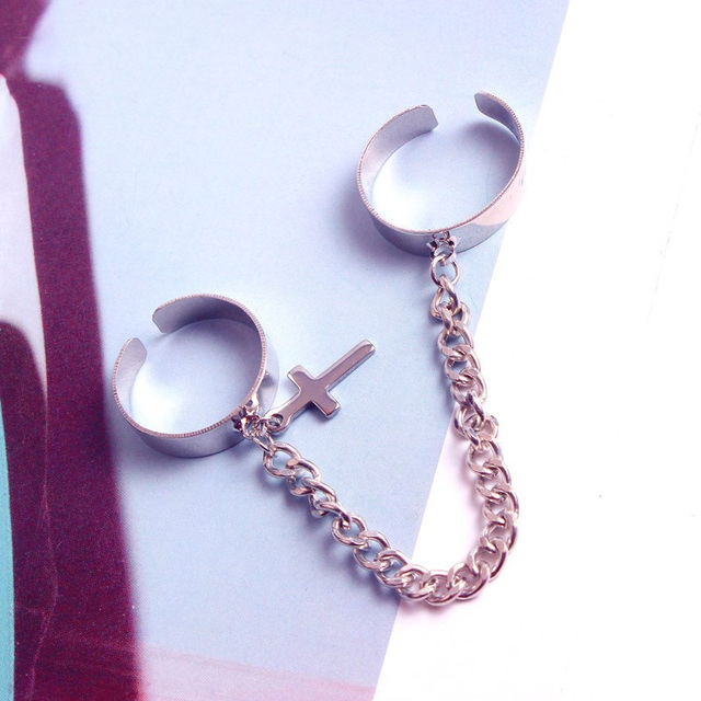 Geometric Silver Color Chain Wrist Bracelet For Women Men Ring Charm Set Couple Emo Fashion Jewelry Gifts Pulsera Mujer