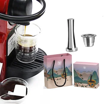 

Cafe Filter Kitchen For Nespresso Tamper Coffee Capsule Beverage Reusable