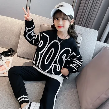 

Christmas Spring Autumn Suit 2020 New Letter O-Neck Two Piece Set Korean Version Little Girl Boutique Teenage Kids Clothing