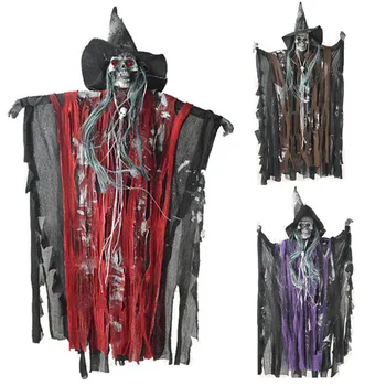 

Halloween Decor Hanging Ghost Witch Dolls with Voice Light Eyes Haunted House Bar Club Party Scary Decoration Prop