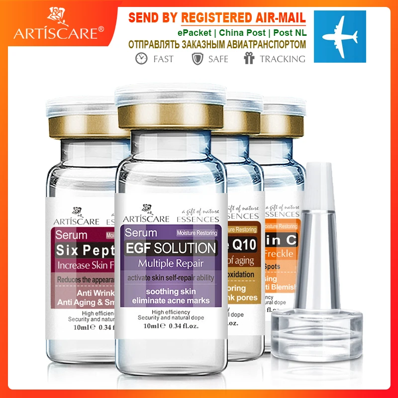 ARTISCARE EGF+ VC + Six Peptide Coenzyme Q10 Serum 4PCS Moisturizing and Acne Treatment Blackhead Removal Anti Wrinkle Essence | Красота и