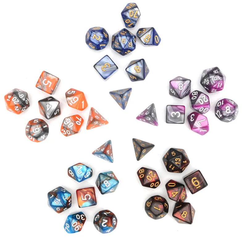 35 шт многогранные кости набор для подземелий и драконов D20 D12 D10 D8 D6 D4 игры с сумкой