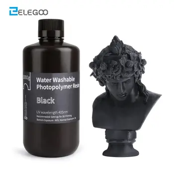 

ELEGOO Water Washable 3D Printer Resin LCD UV-Curing Resin 405nm Standard Photopolymer Resin for LCD 3D Printing 1000ml Black