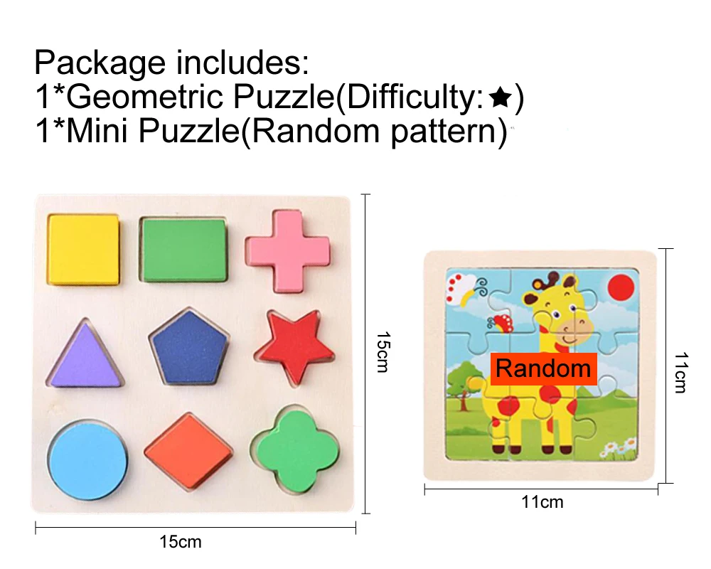 Деревянные геометрические формы сортировка Математическая головоломка Монтессори дошкольного обучения обучающая игра для малышей игрушки для детей GYH - Цвет: 1DengFen 1MiniPuzzle