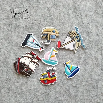 

7pcs Different style Patches Embroidered Cartoon Boats Sewing Appliques DIY Children Clothes Stickers Crafts Apparel Accessories