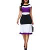 woman dress Office Lady O Neck Ruffled Hem Sleeveless Color Block Bodycon Knee-length Dress платье летнее vestido de mujer 2022 ► Photo 2/6