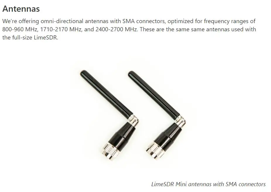 LimeSDR Mini antennas INFO