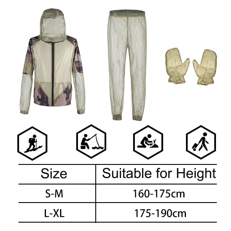 Unisex fishing clothes mesh hood mosquito repellent suit anti mosquito clothes insect-proof jacket set for outdoor protection fly fishing clothes