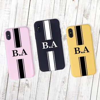 

Stripes Personalized Customize Name Initials Soft Silicone Candy Case Funda For iPhone 11 Pro XR 8 8Plus X XS Max 6S 7 7Plus
