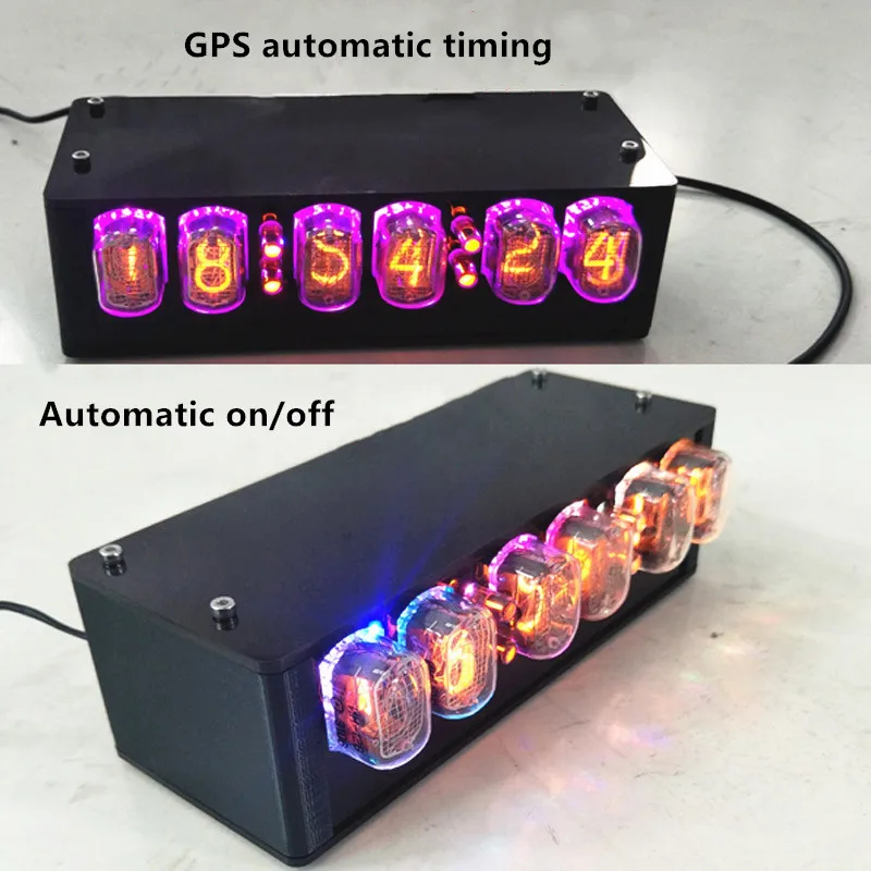 IN12 светящиеся трубки adn в 1 электронные трубки ретро часы, 196X90X58 мм DC12V Автоматическое включение/выключение светящиеся трубки часы DIY комплект, F19299