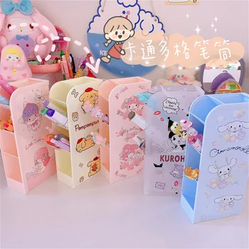 

Cartoon Melody Multi-function 4-Grid Desktop Pen Holder Office School Storage Case Plastic Pen Box Desk Pencil Organizer