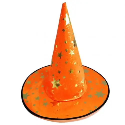Хэллоуин унисекс Звезда печати удлиненный кончик ведьма шляпа кепки косплей костюм вечерние реквизит праздничные аксессуары - Цвет: Оранжевый