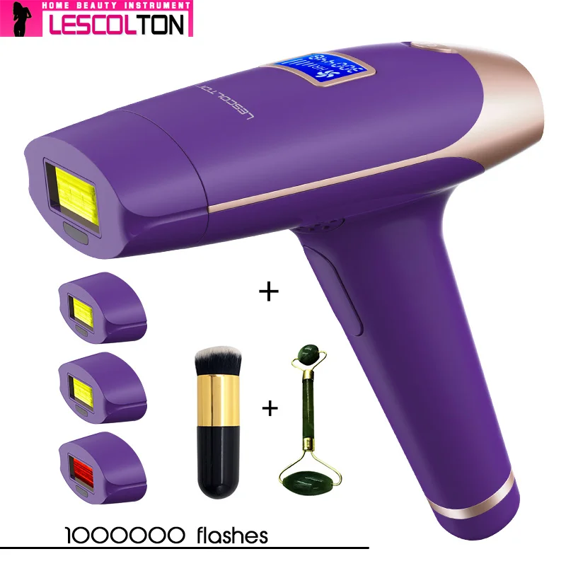 Lescolton 4в1 IPL эпилятор постоянный лазер удаление волос ЖК-дисплей 1000000 импульсов depilador лазерный Фотоэпилятор - Цвет: Four head Purple1