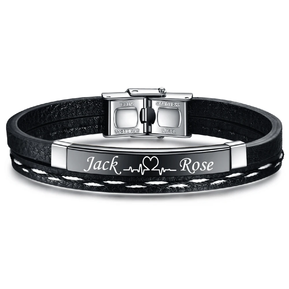 Pulsera Cuero Genuino Con Dije De Cruz De Acero Inoxidable | Meses Sin