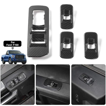

Car Window Lift Switch Panel Decoration Frame Cover Trim for 2015 2016 2017 2018 Ford F150 Accessories, Carbon Fiber