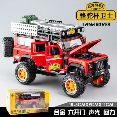 Flaming red 1:32 Land Rover guards Suv металлическая литая под давлением металлическая Игрушечная модель автомобиля имитационный звуковой светильник из сплава игрушка для детей подарок музыка - Цвет: Flaming red