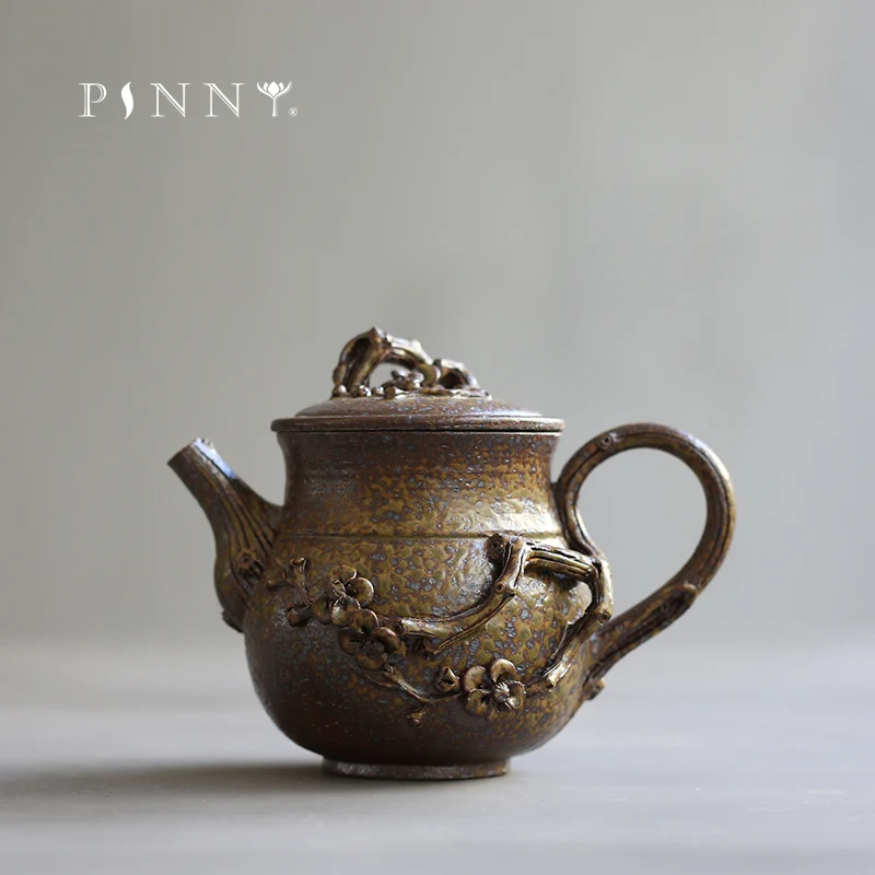 PINNY 220ml Handmade Plum Teapot Kiln Ceramic Tea Pot Retro Chinese Kung Fu Teapots Traditional Drinkware Kettle | Дом и сад