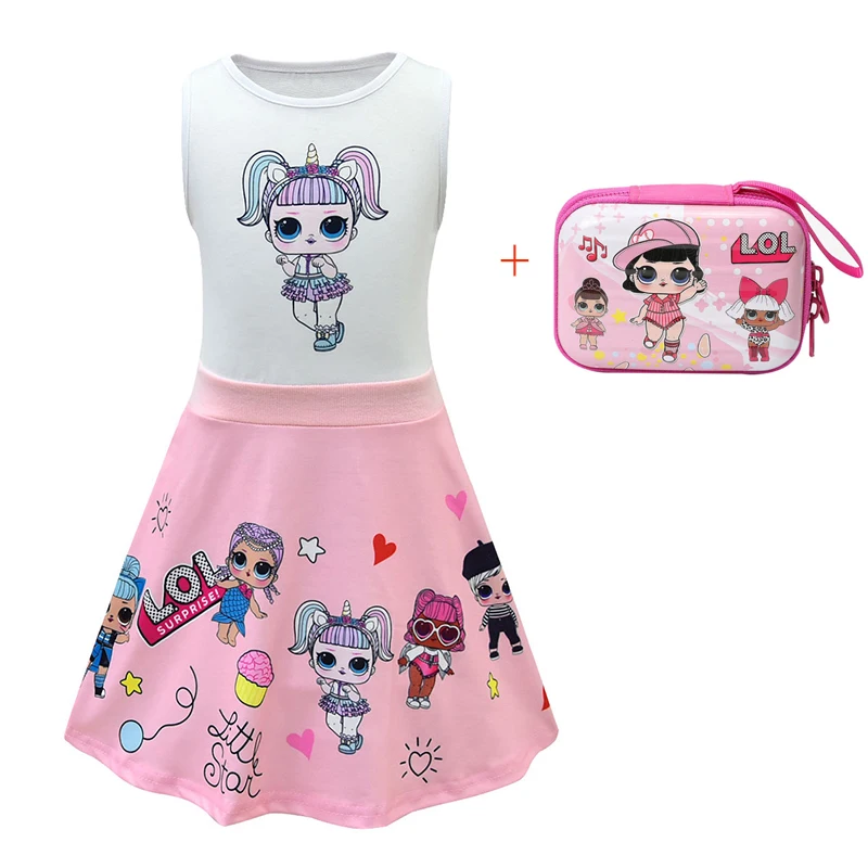 

Kids Dress Girls Lol Dress 2019 Summer Sleeveless Cartoon Dress Baby Toddler Cute Print Princess Dress for Girl with Wallet