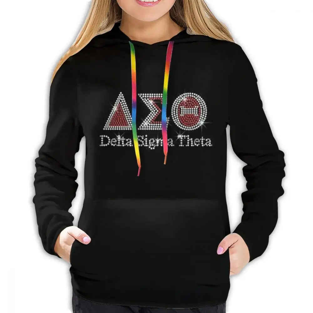 

Delta Sigma Theta Womens Fuzzy Fleece Pullover Hoodies Color Block Tie-Dye Printed Hooded Long Sleeve with Pockets
