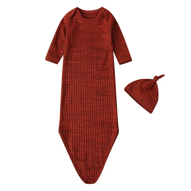 Smartbabyme/спальный мешок с длинными рукавами; пижамы для маленьких мальчиков и девочек; хлопковая однотонная шапка