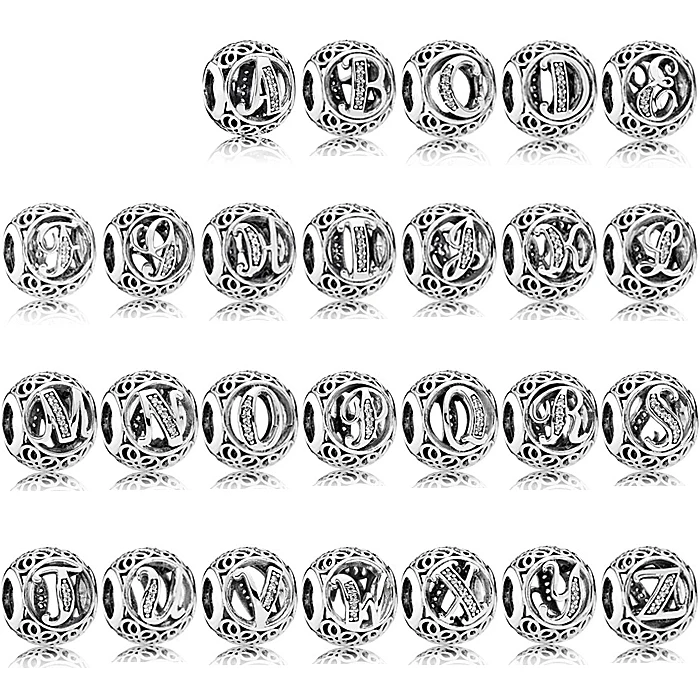 

PDB ZZ 56 100% 925 Sterling Silver Bracelet Charm Bracelet 925 silver 26 letters original Charm Beads.