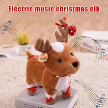 Новая электрическая Рождественская игрушка с оленем, Музыкальная кукла, плюшевый подарок, милая мягкая игрушка для детей