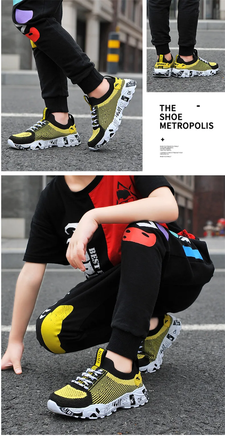 PINSEN/ Весенняя детская спортивная обувь; дышащие кроссовки для мальчиков с граффити; детская обувь для бега; кожаная обувь для путешествий