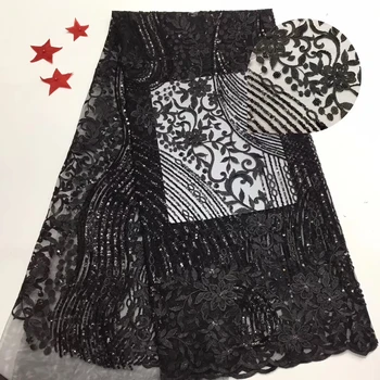 

African lace fabric 2020 high quality lace French mesh lace with sequin embroidery Nigerian tulle lace fabric T35911