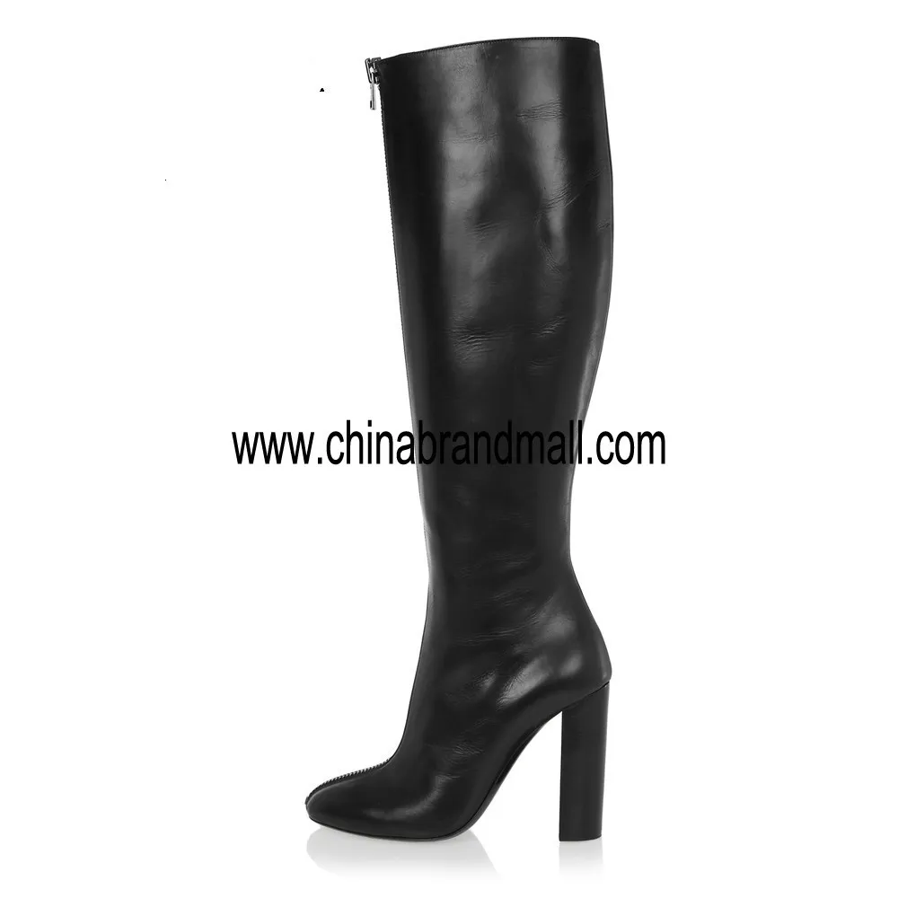 

Over the Knee High Heel Boots Round Toe Chunky Thick Extreme High Heels Front Zipper Sexy Women Boots Winter Shoes Plus Size 45