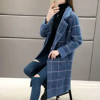 

Do not lose hair) Imitation mink velvet jacket female mid-length autumn and winter coat Korean loose sweater cardigan thickened